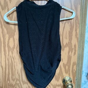Black Ruched Sides Tank Top